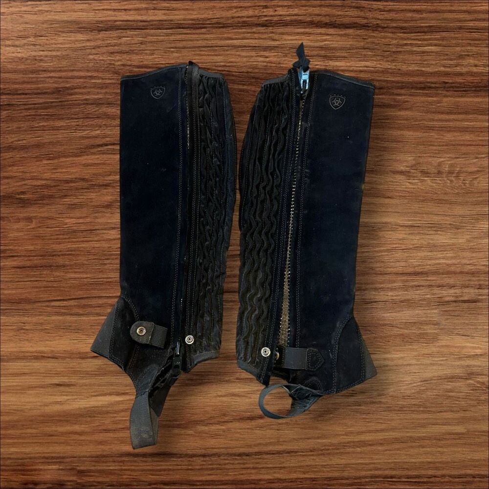 Ariat All Around II Suede Leather Half Chaps Black Equestrian Size MT - Picture 7 of 12